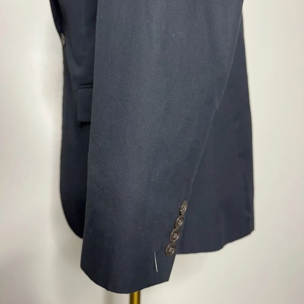 J Crew‎ Thompson 42L Blazer Sport Coat Mens Solid Black Cotton